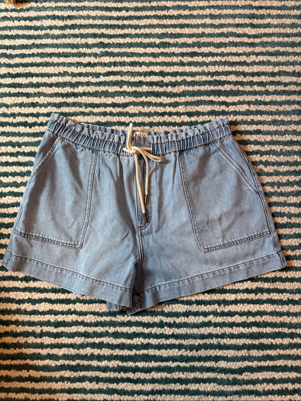 Mares by Liz Joy Denim Jean Shorts xl NWT light wash drawstring beachy Nantucket